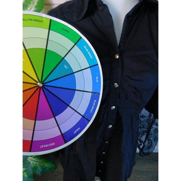 Midnight Velvet Black Button-Down Long Tunic Shirt With Lace Sleeves & Back Size - Picture 5 of 11